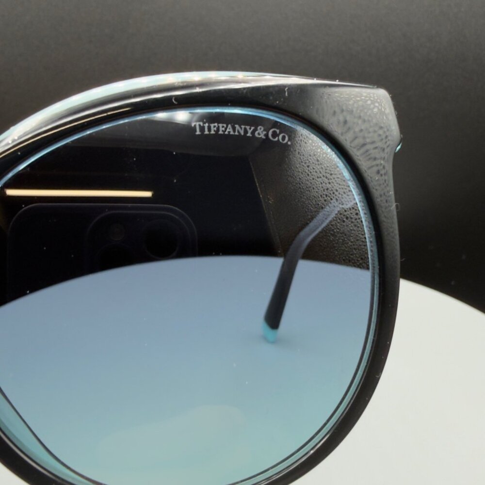 Tiffany & Co TF 4175B 8285/9S Black Cat Eye Sunglasses Blue Lens 55 19 140 READ - Picture 4 of 15